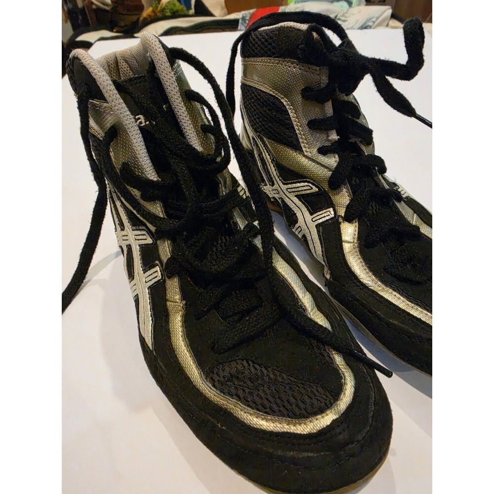 Asics Split Second JY802 Wrestling Shoes Mens Size 8.5 Black And Silver